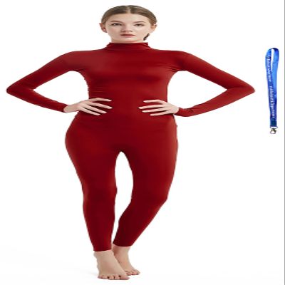 Full Bodysuit With Zipper Helper Womens Costume Without Hood and Gloves Socks Spandex Zentai Unitard (Medium, Wine)