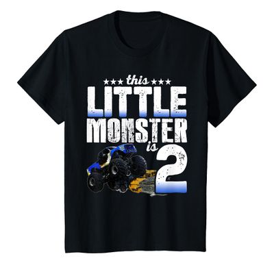 2 Years Old Little Monster Truck Shirt 2nd Birthday Gift Tee T-Shirt