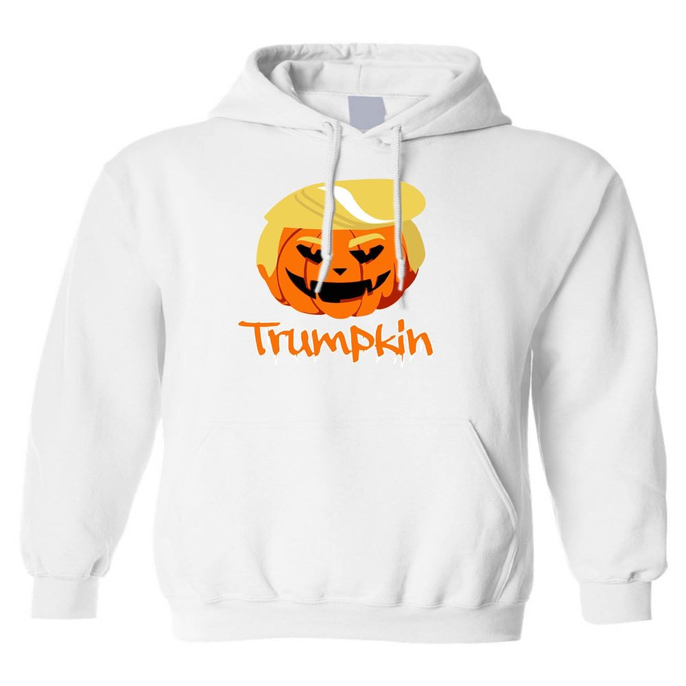 ALLNTRENDS Adult Hoodie Trumpkin Trending Halloween Trump Funny Pumpkin Top (3XL, White)
