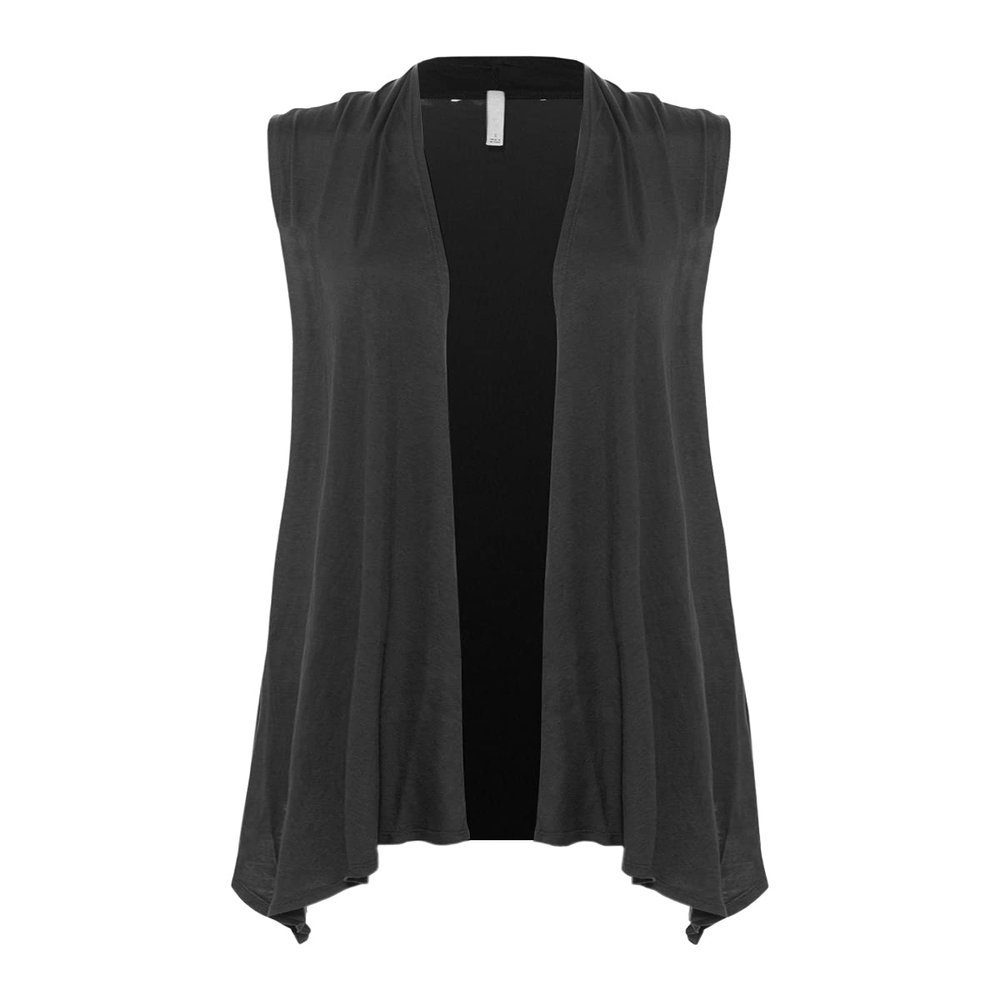 Design by Olivia Women's Sleeveless Open Front Draped Cardigan Vest Lightweight Cool Coat Black XL