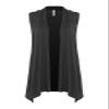 Design by Olivia Women's Sleeveless Open Front Draped Cardigan Vest Lightweight Cool Coat Black XL view 1