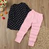 Baby Toddler Girls Kids Autumn Winter Clothes Outfit Cute Dots Print Bow Long Sleeve Top Blouse+Pants Set 2-6 T (5-6 Years Old, Navy) view 3