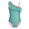 Agoky Little Big Girls Princess Mermaid Tail Swimsuit One Piece Hawaiian Ruffle Swimwear Beach Bathing Suit Green 5-6 view 1