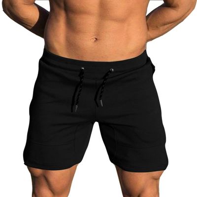 Men's Solid Gym Workout Shorts Bodybuilding Running Fitted Training Jogging Short Pants with Zipper Pocket 3 Colors (US X-Large/Tag XXXL: Waist 35.5"-36.5", Black)