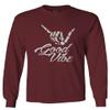 0013. Big Good Vibe Bones Hand Shaka Cool Vintage Hipster Graphic Men's Long Sleeve t Shirt (Maroon Medium)