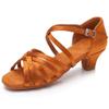 HIPPOSEUS Girls Latin Salsa Dance Shoes Brown Salsa Ballroom Danc Party Shoes, 7 M Big Kid view 1