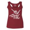 0013. Big Good Vibe Bones Hand Shaka Cool Vintage Hipster Graphic Women's Tank Top Racerback (Maroon, Large) view 1