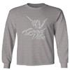 0013. Big Good Vibe Bones Hand Shaka Cool Vintage Hipster Graphic Men's Long Sleeve t Shirt (Light Gray X-Large)