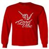 0013. Big Good Vibe Bones Hand Shaka Cool Vintage Hipster Graphic Men's Long Sleeve t Shirt (Red, Large)