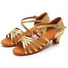 HIPPOSEUS Girls Latin Salsa Dance Shoes Gold Salsa Ballroom Danc Party Shoes, 6 M Big Kid view 4