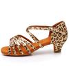 HIPPOSEUS Girls Latin Salsa Dance Shoes Leopard Salsa Ballroom Danc Party Shoes, 6 M Big Kid view 2