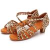 HIPPOSEUS Girls Latin Salsa Dance Shoes Leopard Salsa Ballroom Danc Party Shoes, 6 M Big Kid view 4