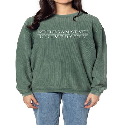 chicka-d Women's Corded Crew Sweatshirt, Green, Medium