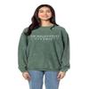 chicka-d Women's Corded Crew Sweatshirt, Green, Medium view 2