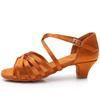 HIPPOSEUS Girls Latin Salsa Dance Shoes Brown Salsa Ballroom Danc Party Shoes, 4 M Big Kid view 2