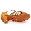 HIPPOSEUS Girls Latin Salsa Dance Shoes Brown Salsa Ballroom Danc Party Shoes, 4 M Big Kid view 4