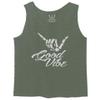 0013. Big Good Vibe Bones Hand Shaka Cool Vintage Hipster Graphic Men's Fitted Tank Top (Olive, Small) view 1