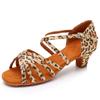 HIPPOSEUS Girls Latin Salsa Dance Shoes Leopard Salsa Ballroom Danc Party Shoes, 5 M Big Kid view 1