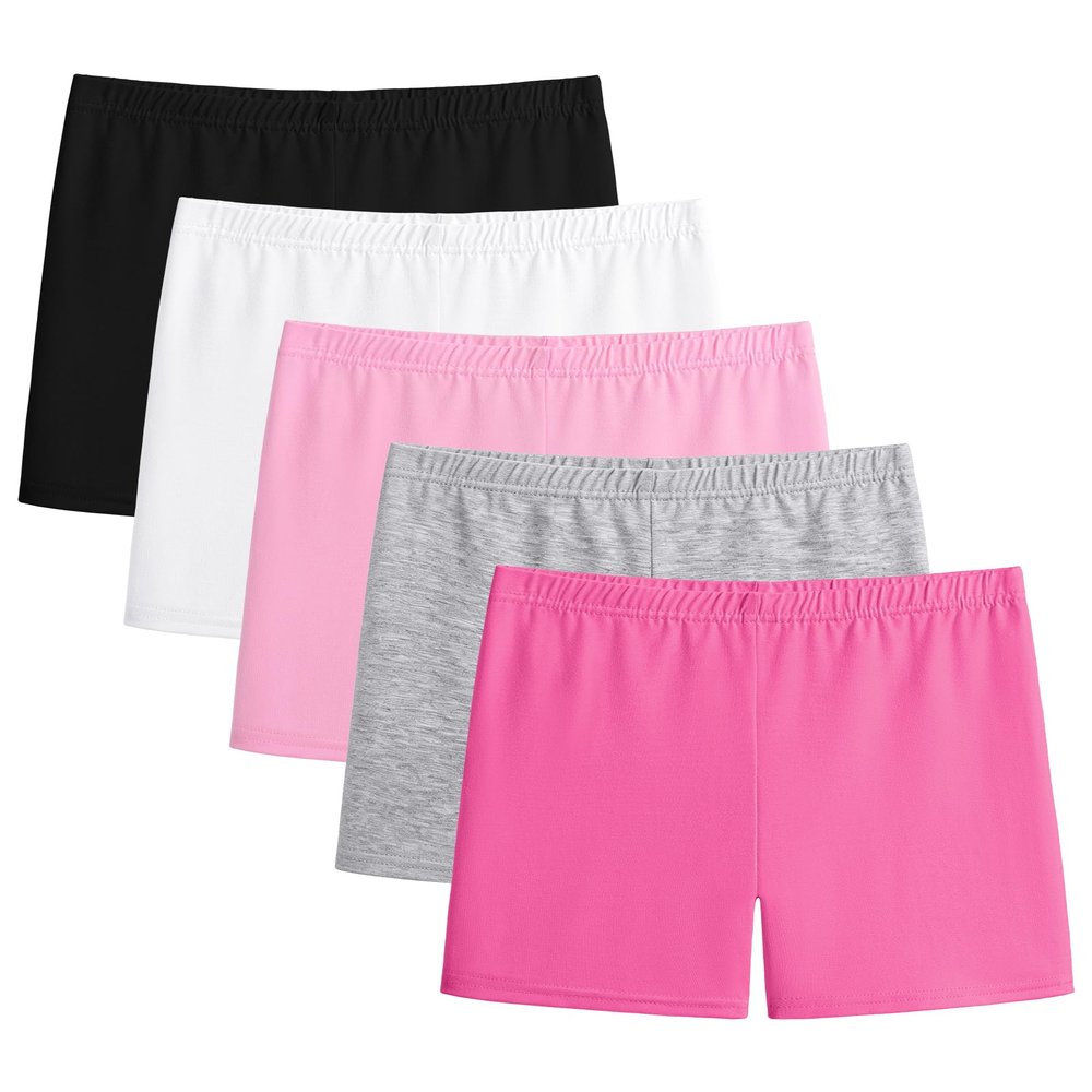 BOOPH Girls Dance Shorts Bike Short for Underdress 5-7 Years Multicolor 5 Pack