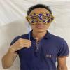AZYOUNG Men's Masquerade Christmas Halloween Ball Party Half Face Masks on Stick (Blue) view 3