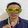 AZYOUNG Men's Masquerade Christmas Halloween Ball Party Half Face Masks on Stick (Green) view 4