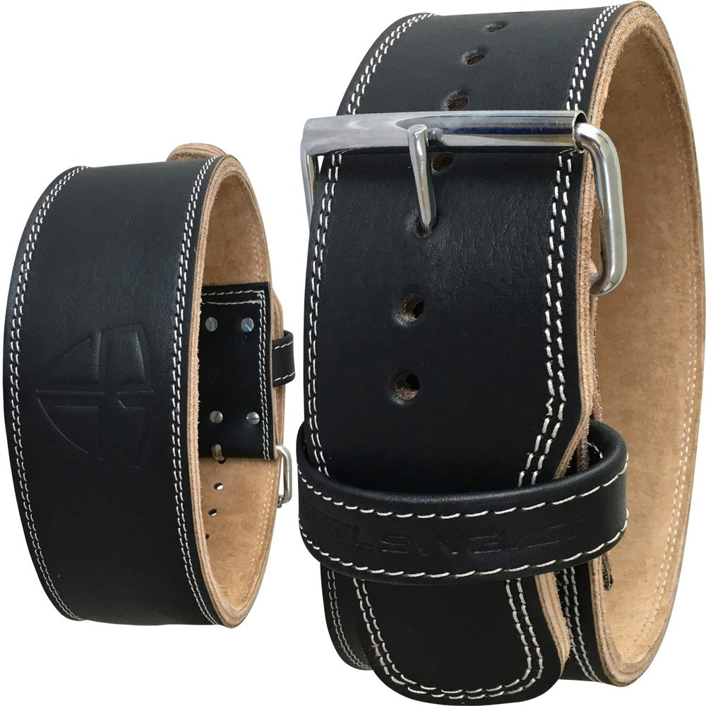 Steel Sweat Weight Lifting Belt - 4 Inches Wide by 10mm - Single Prong Powerlifting Belt that's Heavy Duty - Genuine Cowhide Leather - Small Texus