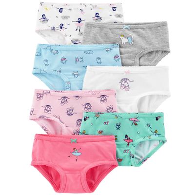 Carter's Girl's 7-Pack Weekday Stretch Cotton Panties, Ballerina, 6-6X