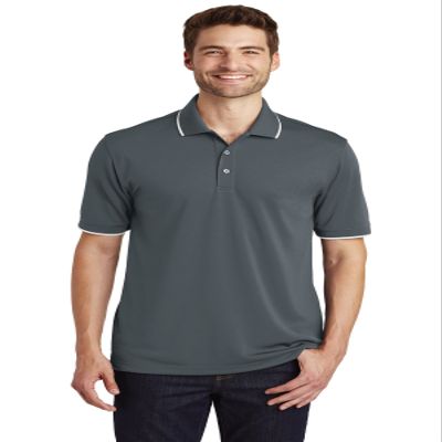 Port Authority Dry Zone UV Micro-Mesh Tipped Polo K111, Graphite/White, Small