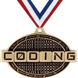 Coding Medals - 2" Gold Kids Coding Award Medals 20 Pack