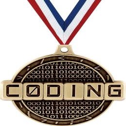 Coding Medals - 2" Gold Kids Coding Award Medals 20 Pack
