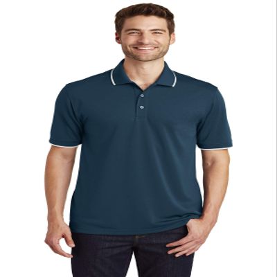 Port Authority Dry Zone UV Micro-Mesh Tipped Polo K111, River Blue Navy/White, X-Large