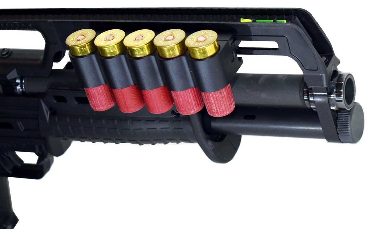 Trinity Side Saddle 5 Shell Holder for Kel-Tec Ks7 Shells Carrier Hunting Accessory Holder 12 Gauge Tactical Shell Pouch Ammo Shell Round slug Carrier Gear Single Rail Mount. Black