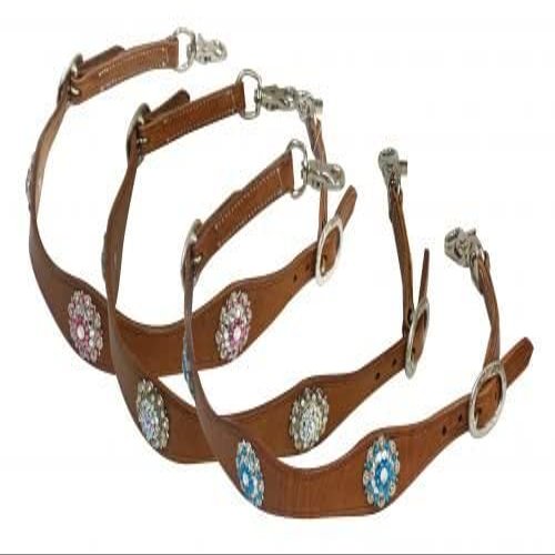Showman Scalloped Leather Wither Strap w/Crystal Rhinestone Conchos