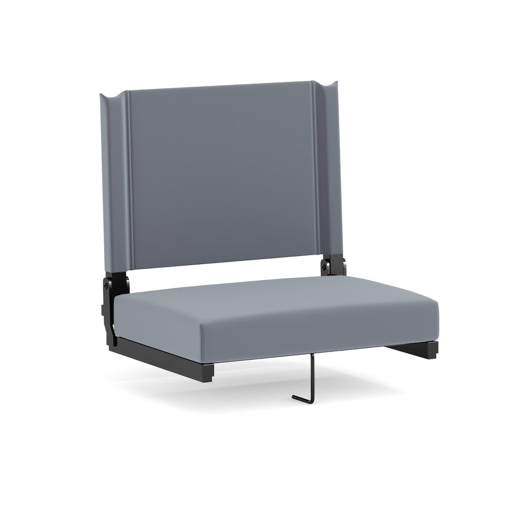Flash Furniture Grandstand Portable Stadium Seat for Bleachers or Benches, Folding Padded Stadium Chair with Carrying Handle, 500 lb. Weight Capacity, Gray