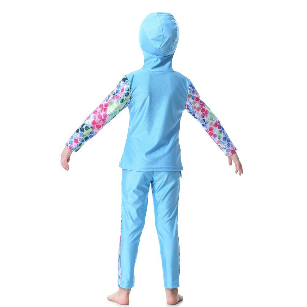 KXCFCYS Muslim Swimwear for Kid Girls Children Modest Islamic Hijab Swimsuits Burkini H2007 (NO1, 160cm)