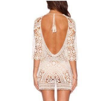 Beach Cover Up Sexy Robe De Plage Crochet Bikini White