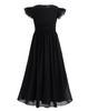 Agoky Flower Girls Ruched Chiffon Weeding Bridesmaid Dresses Flutter Sleeves Pageant Prom Long Dress Black 8 view 2