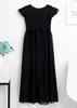 Agoky Flower Girls Ruched Chiffon Weeding Bridesmaid Dresses Flutter Sleeves Pageant Prom Long Dress Black 8 view 3