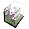 Better Display Cases Acrylic Rugby Ball Display Case Black Risers, Mirror, Turf Base Wall Mount (A004-BR) view 1