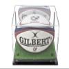 Better Display Cases Acrylic Rugby Ball Display Case Black Risers, Mirror, Turf Base Wall Mount (A004-BR) view 2