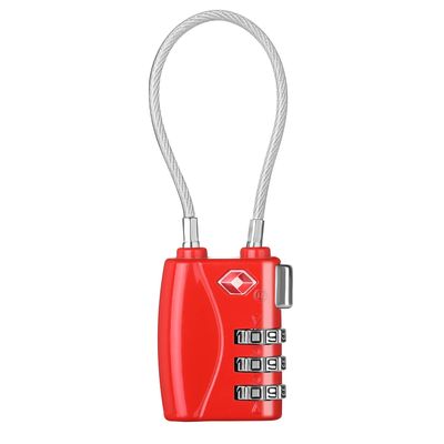 ZHEGE Luggage Lock TSA Approved 3 Dight Combination Padlock for Suitcase, Baggage, Backpack, Pistol Case (Red)
