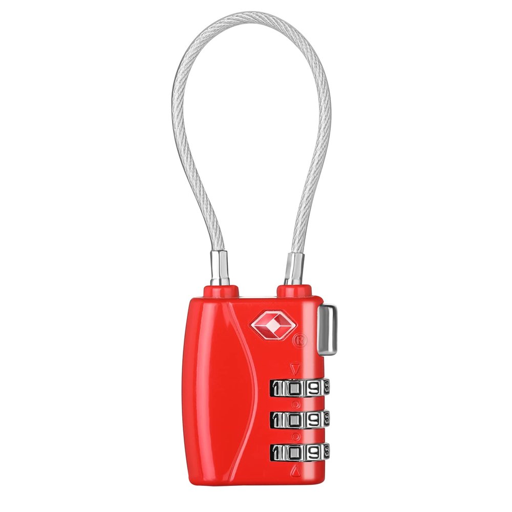 ZHEGE Luggage Lock TSA Approved 3 Dight Combination Padlock for Suitcase, Baggage, Backpack, Pistol Case (Red)