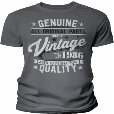40th Birthday Gift Shirt for Men - Genuine Vintage 1986 Aged to Perfection - Charcoal-001-4X