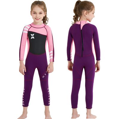 NATYFLY Kids Wetsuit, 2.5mm Neoprene Thermal Swimsuit, Full Wetsuit for Girls Boys and Toddler, Long Sleeve Kids Wet Suits for Swimming (New Pink-Girls Wetsuit-2.5mm, 10)