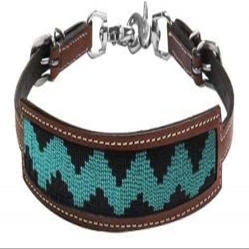 Showman Leather Wither Strap w/Teal & Black Zig Zag Beaded Design
