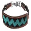 Showman Leather Wither Strap w/Teal & Black Zig Zag Beaded Design view 1