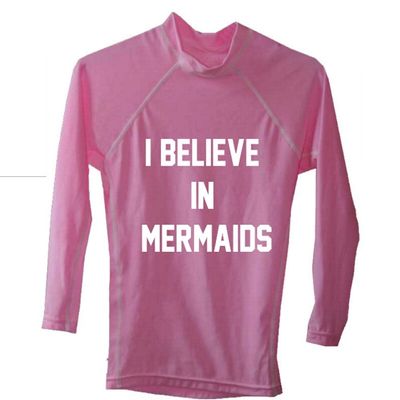 Beach Grom Girls Swim Shirt - SPF 50 Rashguard - Sun UV Protect Swim Tee Pink (Long Sleeve, Large)