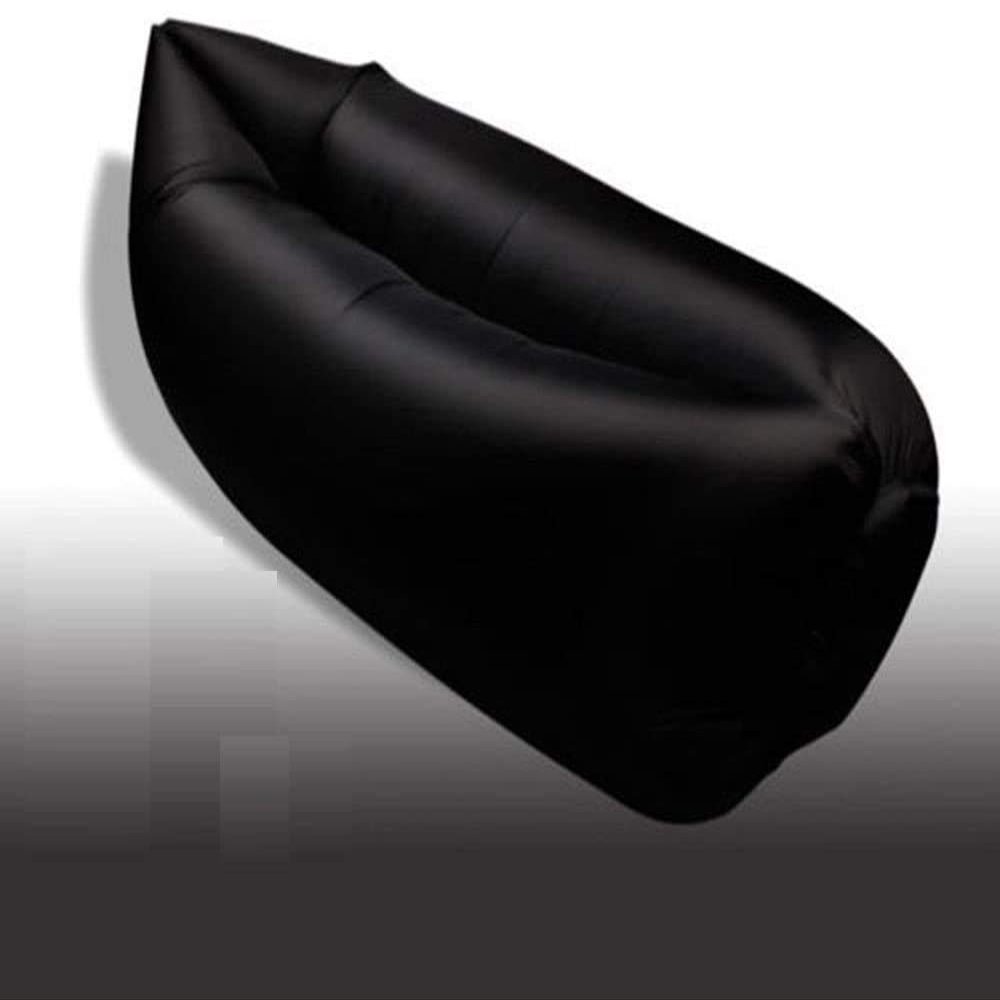 Thaisan7, Inflatable Sleeping Bag Hangout Air Camping Sofa Beach Sleep Bed,185x70cm,Polyester fabrics,Sofa Camping Lazy,Portable comfortable sleeping, Color: Black