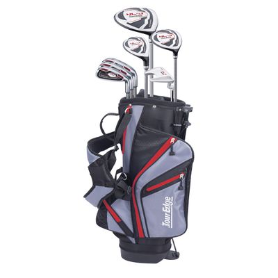 Tour Edge HL-J Junior Complete Golf Set with Bag (Left Hand, Graphite, 1 Putter, 3 Irons, 1 Hybrid, 1 Fairway, 1 Driver 9-12 YRS) Red