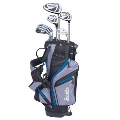Tour Edge HL-J Junior Complete Golf Set with Bag (Left Hand, Graphite, 1 Putter, 3 Irons, 1 Hybrid, 1 Fairway, 1 Driver 11-14 YRS) Royal Blue
